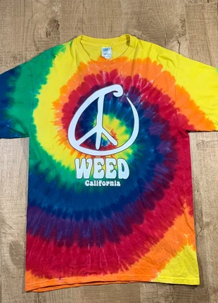 Tee-shirt Tie and Dye / Weed/ Port and Company / M / 73.5x50 cm / Peace, couleurs et soleil / 0140, brand: Port & Company, condition: Good, size: M, €5.00, €5.95 includes Buyer Protection Pro