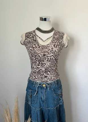 Top à motif vintage y2k femme en 100% coton - Taille S, marca: Vintage Dressing, estado: Muito bom, tamanho: S / 36 / 8, €12.90, €14.25 inclui Proteção do Comprador