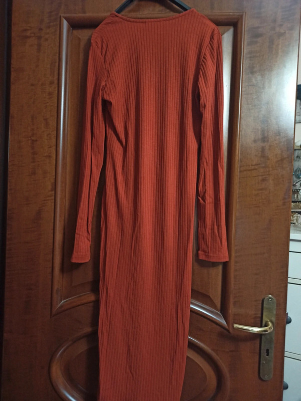 Vestito lungo aderente arancio 5