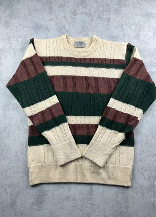 Pull vintage en laine blanc vert marron rayé / Pull d'hiver col rond - S, marke: Vintage Dressing, zustand: Sehr gut, größe: S / 36 / 8, 14,00 €, 15,40 € inklusive Vinted-Käuferschutz