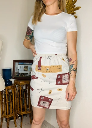 Mini jupe en coton Vintage a motifs années 80 , marque: Vintage, état: Bon état, taille: XS / 34 / 6, 10,00 €, 11,20 € Protection acheteurs (Pro) incluse