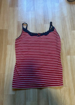 Débardeur ligné avec dentelle, marca: Hucke, estado: Muito bom, tamanho: S / 36 / 8, €6.00, €7.00 inclui Proteção do Comprador