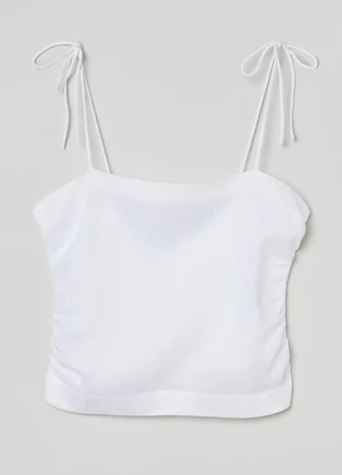 Gedrapeerde straptop wit, marque: H&M, état: Neuf avec étiquette, taille: XXS / 32 / 4, 7,00 €, 8,05 € Protection acheteurs incluse