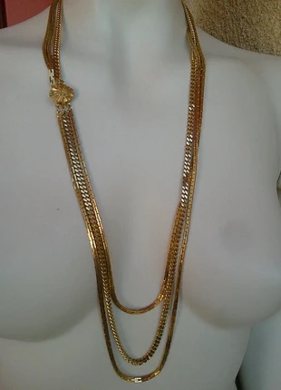 Collier sautoir vintage chaines dorees multirangs, marque: Vintage Chic, état: Très bon état, 29,00 €, 31,15 € Protection acheteurs (Pro) incluse
