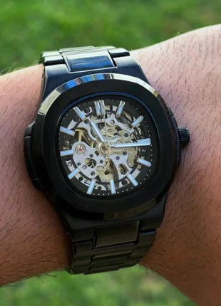 Montre Neuve Squelette Hommage Patek Automatique Ronde Noire Luxe Acier Inoxydable, brand: sans marque, condition: New with tags, size: One size, €49.90, €53.10 includes Buyer Protection