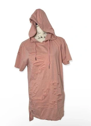 Screenshot Pink Distressed Hoodie Sweatshirt Size L Short Sleeve Pullover, brand: screenshot, condition: Very good, size: L / UK 16-18, £22.67, £24.50 includes Buyer Protection
