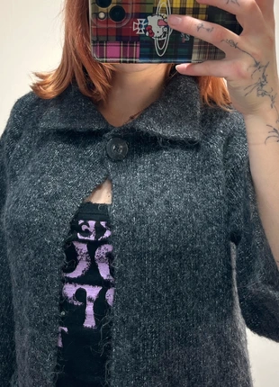 dark grey wide sleeve collared jumper with one button, brand: y2k, condition: Very good, size: XL / 14, £10.00, £11.20 includes Buyer Protection