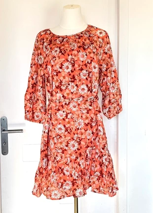 Robe courte fleurie orange GAP M (38/40) coton ceinture bohème chic automne romantique rentrée, marque: GAP, état: Très bon état, taille: M / 38 / 10, 19,00 €, 20,65 € Protection acheteurs incluse