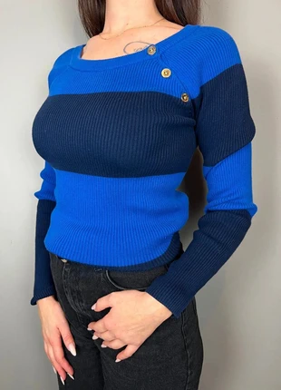 pull Lauren Ralph Lauren rayé bleu marine et bleu roi boutons dorés - M femme - coton LTH 246, marque: Ralph Lauren, état: Satisfaisant, taille: M / 38 / 10, 5,00 €, 5,95 € Protection acheteurs (Pro) incluse