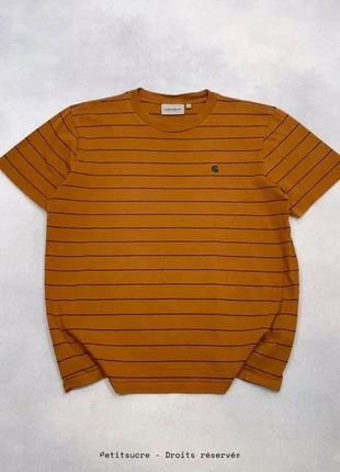 T-shirt Carhartt wip Marron rayé Noir Homme 100% Coton Denton - Taille S /1742B, marca: Carhartt, estado: Muy bueno, tamaño: S, 29,00 €, 31,15 € Protección al comprador Pro incluida