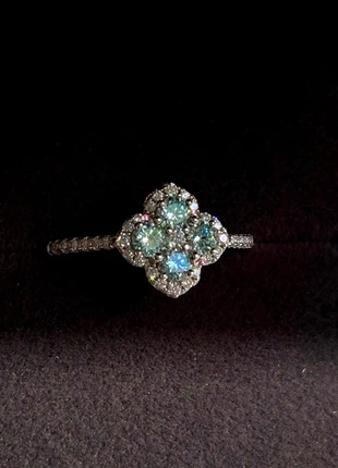 Bague de fiançailles argent 925 plaqué or blanc avec moissanites, estado: Novo com etiquetas, tamanho: 16,9 mm Ø / 13,5, €55.00, €58.45 inclui Proteção do Comprador