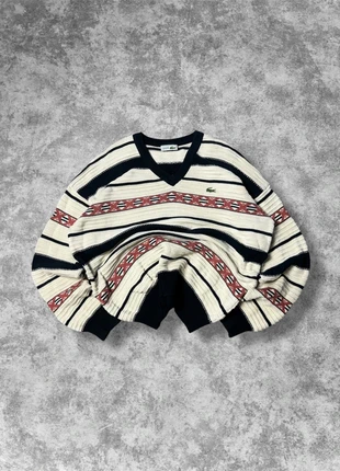 Pull Lacoste vintage 90s rare beige à motif 100% coton made in France - XL, brand: Lacoste, condition: New without tags, size: XL, €69.90, €74.10 includes Buyer Protection