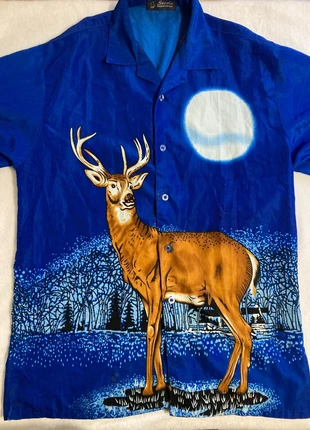 Chemise vintage bleue cerf – Secolo Original Brand – Taille L, brand: Secolo, condition: Good, size: L, €2.00, €2.80 includes Buyer Protection