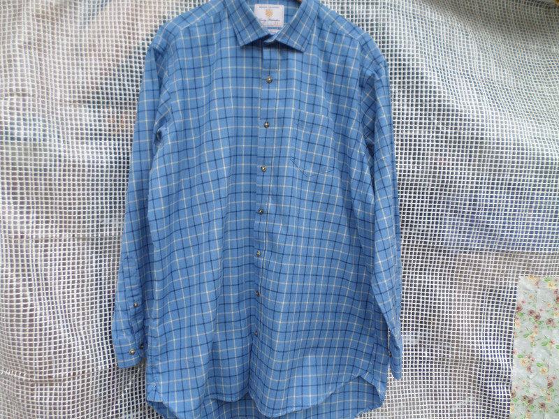 Brook Taverner Pure Cotton Classic Fit Blue Checked Lightly