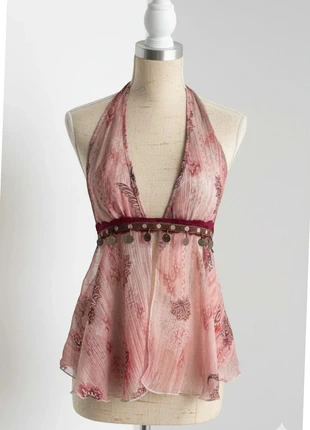 Top dos nu rose à imprimé cachemire avec pièces de monnaie, marke: Retrosia, zustand: Sehr gut, größe: M / 38 / 10, 25,90 €, 27,90 € inklusive Vinted-Käuferschutz