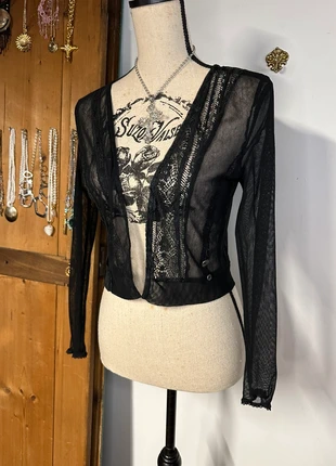 Magnifique gilet court ajouré en tulle / dentelle noir vintage, brand: Vintage, condition: Very good, size: S / 36 / 8, €12.00, €13.30 includes Buyer Protection Pro