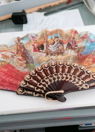 Ancien éventail tissu à motif espagnol de sac à main, marca: sansnom., estado: Bueno, 4,00 €, 4,90 € Protección al comprador incluida