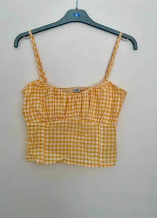 Crop top carreaux jaune, brand: Pimkie, condition: Very good, size: S / 36 / 8, €4.00, €4.90 includes Buyer Protection