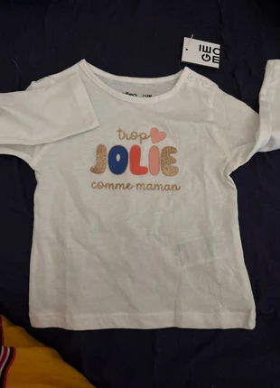 Manches longues, marca: Gémo, estado: Novo com etiquetas, tamanho: 9-12 meses / 74 cm, €3.00, €3.85 inclui Proteção do Comprador