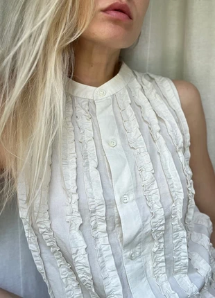 Mini abito in cotone e lino bianco sporco con gala all over e e collo alla coreana by ARKET, marke: ARKET, zustand: Neu, mit Etikett, größe: S / 36 / 8, 43,00 €, 45,85 € inklusive Vinted-Käuferschutz