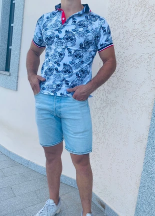 Polo T-shirt Branco e Azul Caveiras Homem Men Star7 | Polo Blanc et Bleu avec des têtes de mort, brand: men star7, condizioni: Nuovo senza cartellino, taglia: S, €4.00, €4.90 include la Protezione acquisti