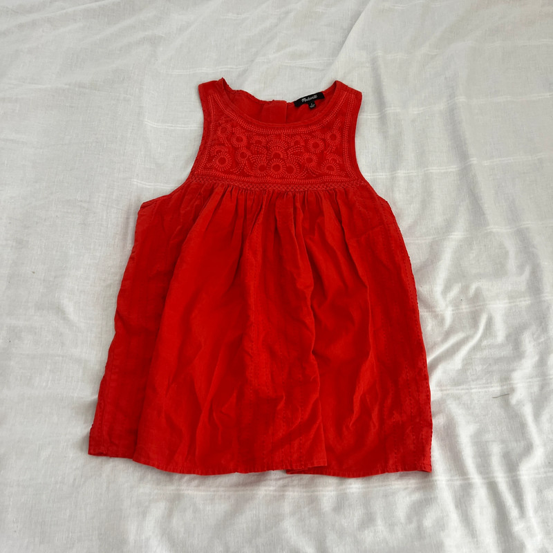 Madewell red embroidered tank top 1