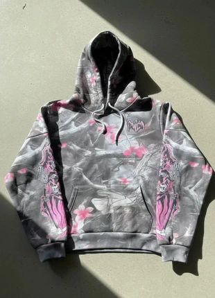 Sweat à capuche gris et rose, imprimé floral et graphique, condizioni: Ottime, taglia: M, €49.90, €53.10 include la Protezione acquisti