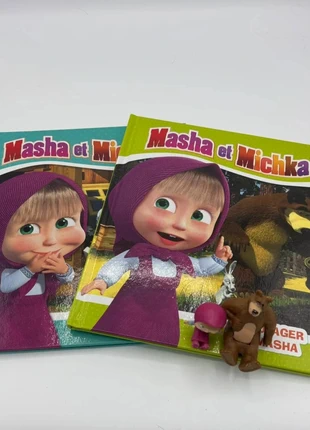 Lot de 2 livres Macha et Michka (Le potager et Masha fait des bêtises), 2 figurines offertes, staat: Heel goed, € 4,00, € 4,90 inclusief Kopersbescherming