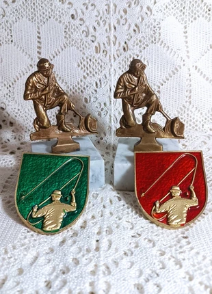 Lot de trophées de pêche vintage – Socle en marbre, brand: Original, condition: New, €8.00, €9.10 includes Buyer Protection
