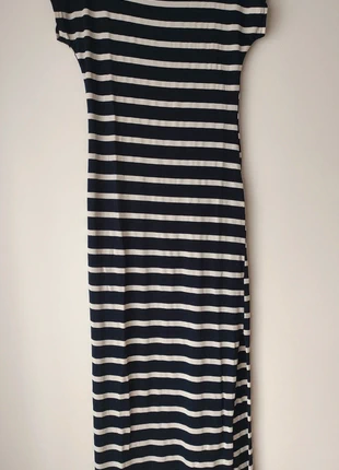 Vestido maxi comprido padrão riscas horizontais manga curta em algodão, marca: Zara, estado: Muito bom, tamanho: S / 36 / 8, €5.00, €5.95 inclui Proteção do Comprador