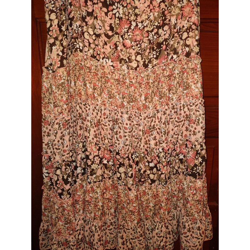 CJ Banks Women's 1X Coral Floral Lined Skirt Elastic Waist 3
