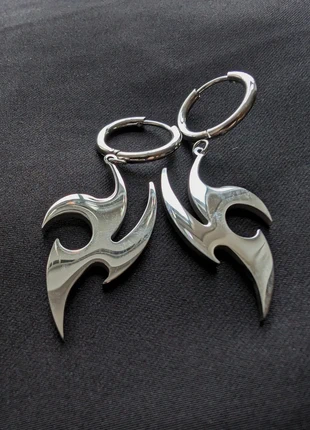 Silver Tribal Y2k Style Hoop Dangle Earrings, condition: New without tags, £11.00, £12.25 includes Buyer Protection