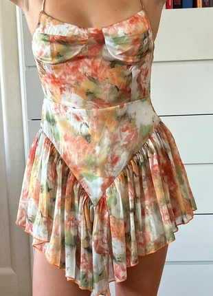 Vestito Shein multicolor – corsetto + gonna a volant con pantaloncino, marca: Shein, estado: Nuevo sin etiquetas, tamaño: S / 36 / 8, 5,50 €, 6,48 € Protección al comprador incluida