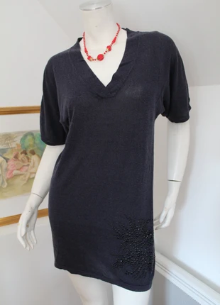 Tunique pull long "Caroll" maille étirable déco florale strass taille 38, brand: Caroll, condition: Very good, size: M / 38 / 10, €8.00, €9.10 includes Buyer Protection