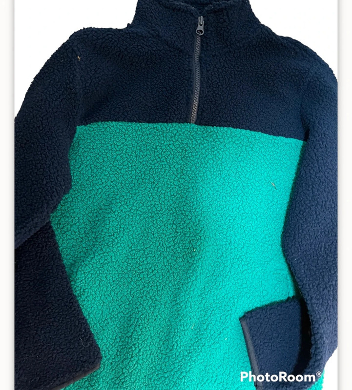 Old Nave Navy And Teal Fleece Sweater Size Large (10-12) 3