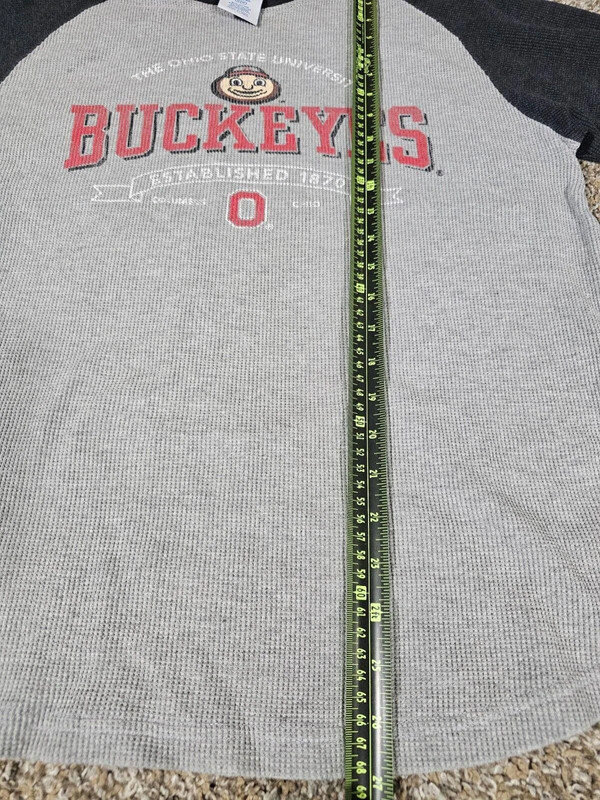 Ohio State Buckeyes Waffle Thermal Shirt Mens M Gray Red 5