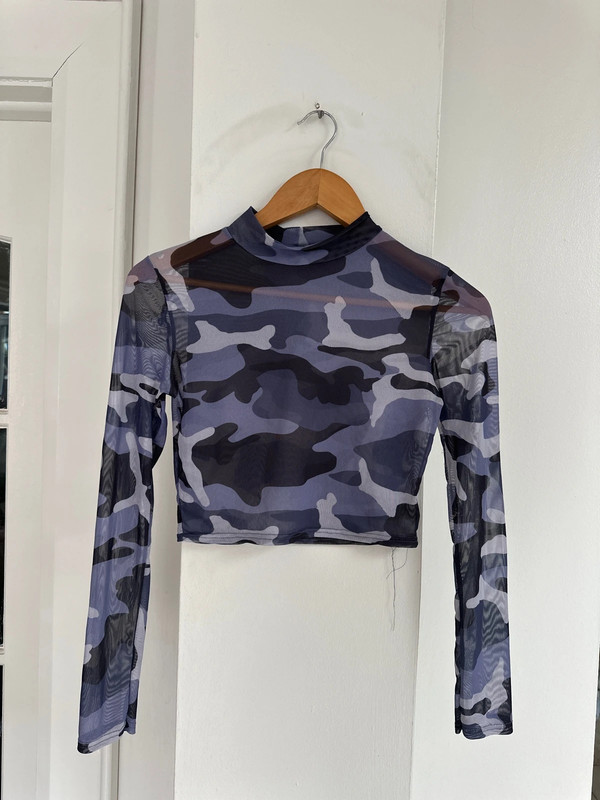 Sheer Camo Long Sleeve Crop Top