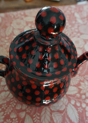 grande théière grès vintage noire pois rouge, marque: Vintage, état: Bon état, 4,00 €, 4,90 € Protection acheteurs incluse
