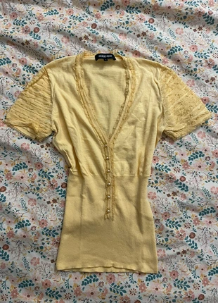 mustard yellow knit coquette blouse button up, brand: Georges Rech, condition: Very good, size: S / 36 / 8, €23.00, €24.85 includes Buyer Protection
