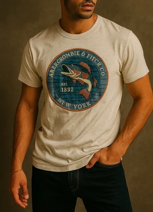 T-shirt Abercrombie & Fitch homme S beige logo vintage brodé 1892 collection été, marca: Abercrombie & Fitch, estado: Muito bom, tamanho: S, €15.00, €16.45 inclui Proteção do Comprador