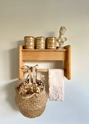 Étagère murale en bois naturel – style campagne chic, marque: Vintage Love, état: Très bon état, 29,00 €, 31,15 € Protection acheteurs incluse