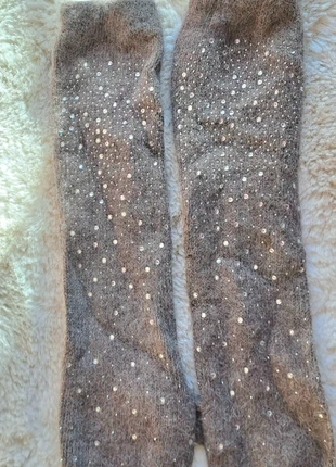 Grandes mitaines angora avec strass, condition: Good, size: 7, €5.00, €5.95 includes Buyer Protection