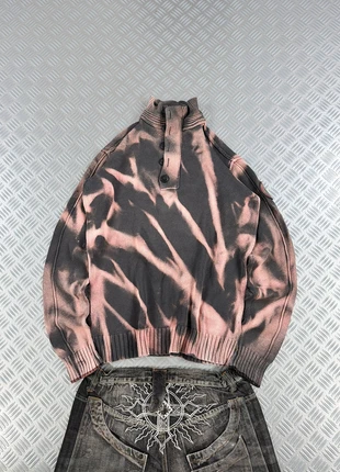 Y2k knitted sweater oversize faded 2000s fire graphic tribal style cyber punk mid zip, marque: Vintage Dressing, état: Très bon état, taille: M, 49,99 €, 53,19 € Protection acheteurs incluse