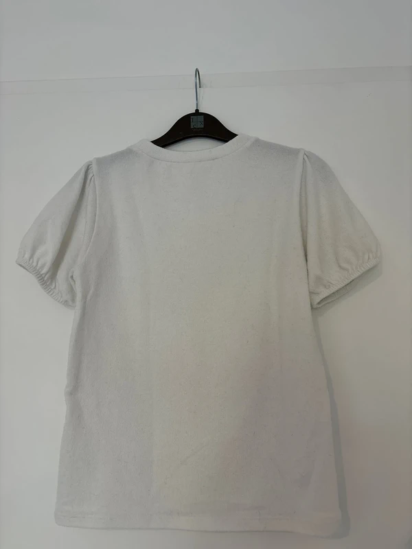 T-shirt Zara blanc taille M avec manches ébouriffées - photo numéro 2