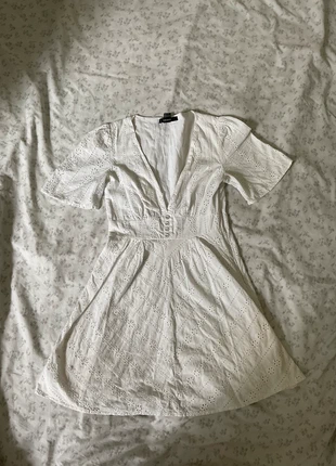 white patterned v-neck sundress, brand: Fairy, condition: Good, size: S / 8, £5.00, £5.95 includes Buyer Protection