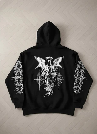 Pull gothique Homme/Femme à capuche – Ange et barbelés rose/noir – Taille M, merk: UrbanShade, staat: Heel goed, maat: M / 38 / 10, € 34,99, € 37,44 inclusief Kopersbescherming