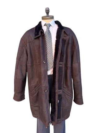 Vintage Shearling Original coat jacket brown vera pelle real leather montone sheepskin pecora, marca: Shearling, estado: Muito bom, tamanho: XL, €69.99, €74.19 inclui Proteção do Comprador