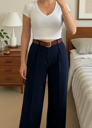 Pantalon large bleu marine taille haute, condizioni: Ottime, taglia: S / IT 40 / EU 36, €29.00, €31.15 include la Protezione acquisti