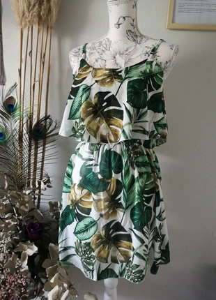 Robe feuille 🍃 blanche- verte- voile - doublée - taille 36/S , brand: Made In Italy, condizioni: Ottime, taglia: S / IT 40 / EU 36, €7.00, €8.05 include la Protezione acquisti