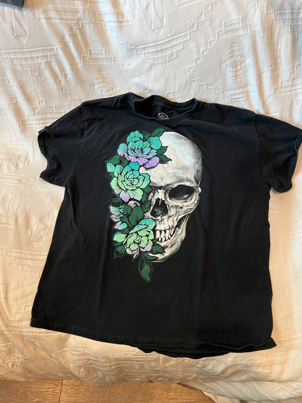 DOM Flower Skull Black T-Shirt Mens XL 1